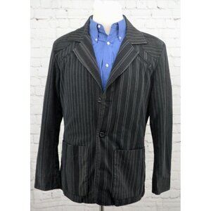 DIESEL Men's Sports Coat / Blazer SIZE LARGE Gray / Black Striped - Cotton Blend